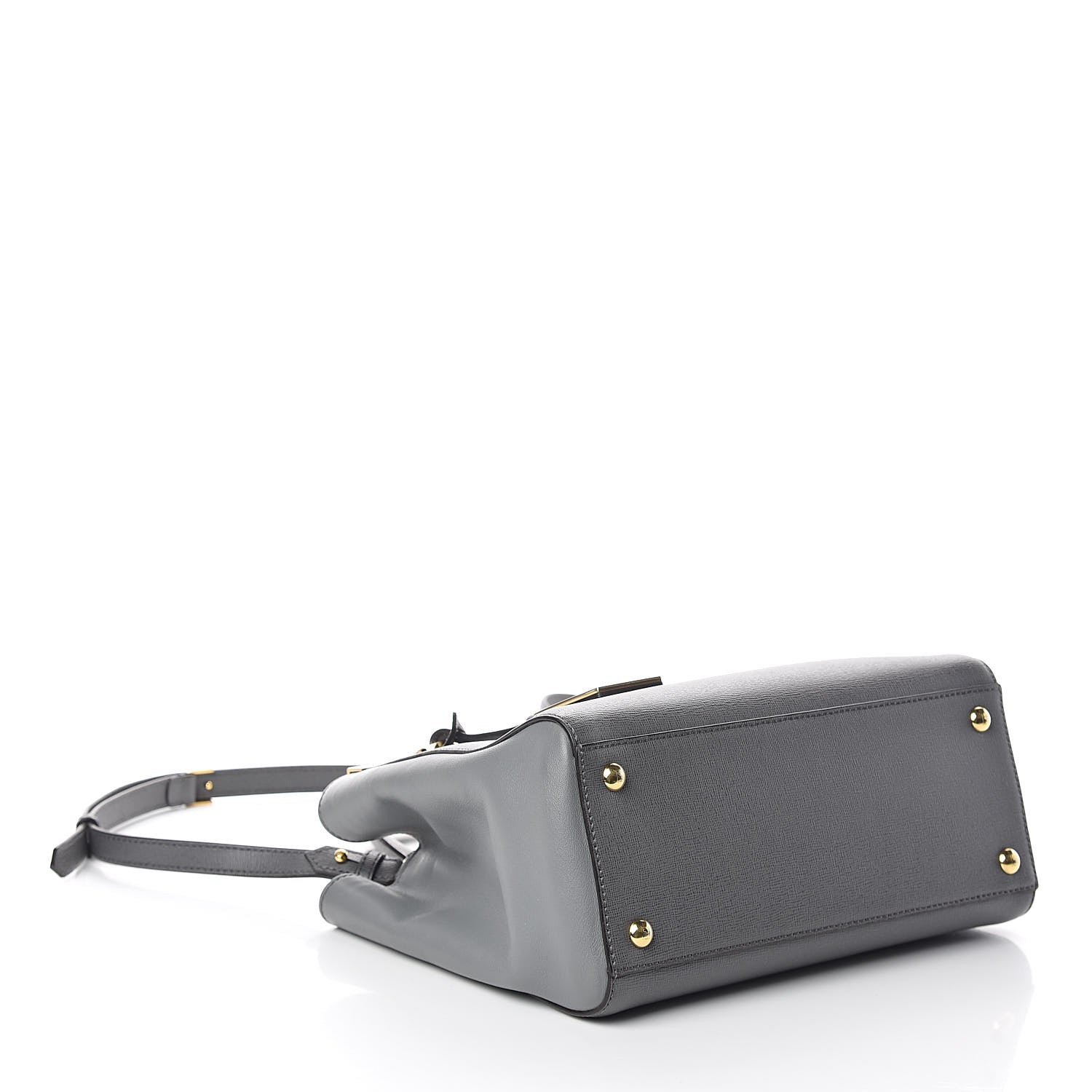 Fendi Vitello Elite Petite 2Jours Tote Grigio Grigio Chiaro 4 of 9