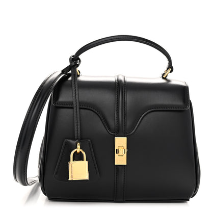 Celine Satinated Calfskin Mini 16 Top Handle Bag Black 1 of 10