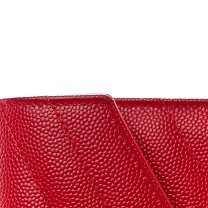 Saint Laurent Grain De Poudre Matelasse Chevron Monogram Flap Wallet Red 10 of 10