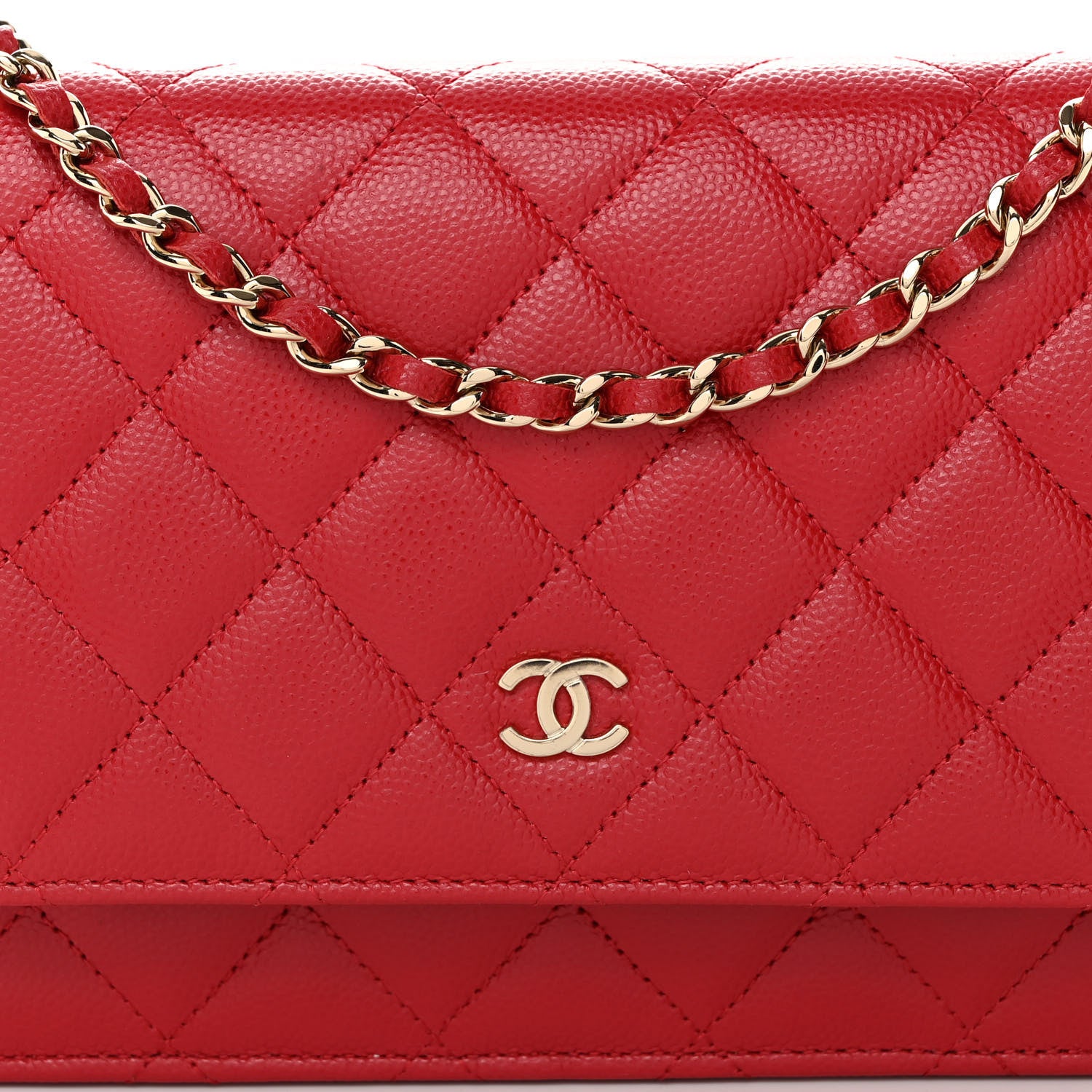 Chanel Caviar Quilted Wallet on Chain WOC Red 9 of 12