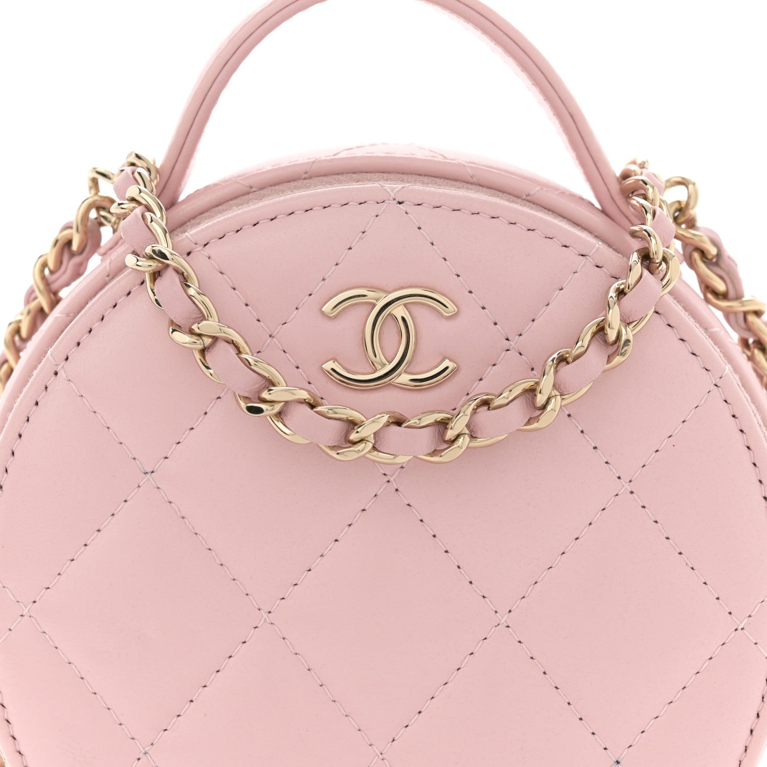Chanel Lambskin Quilted Round Handle With Care Vanity With Chain Pink 9 of 13