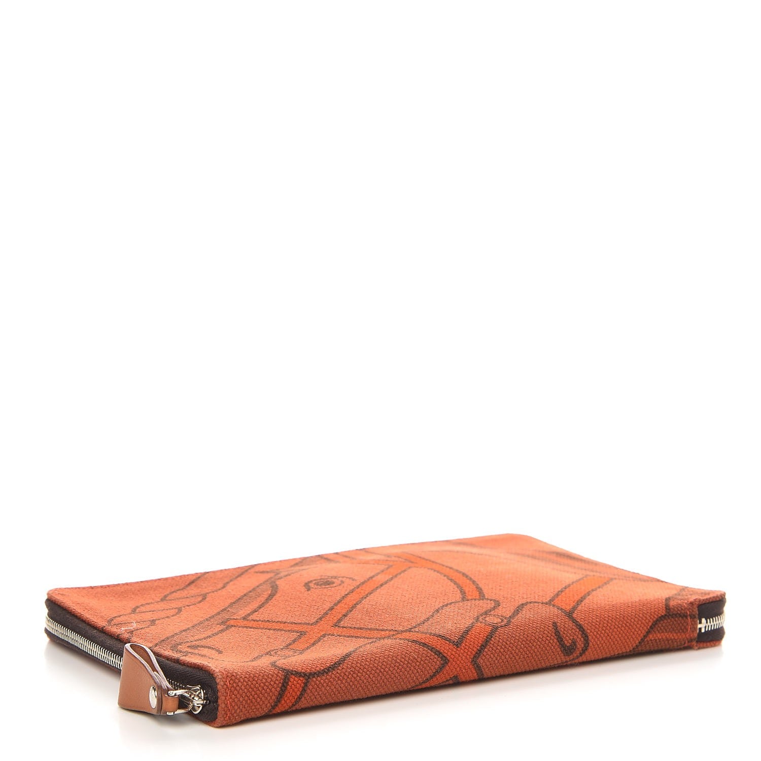 Hermes Toile Steeple GM Wallet Cornaline 4 of 7