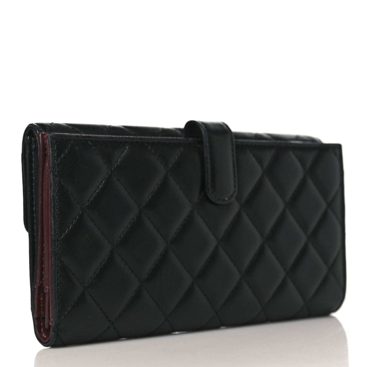 Lambskin Quilted Long Flap Wallet Black