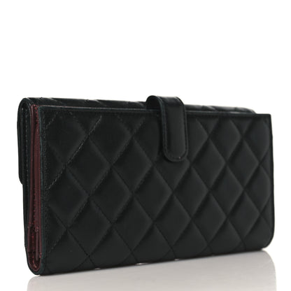 Chanel Lambskin Quilted Long Flap Wallet Black 3 of 13
