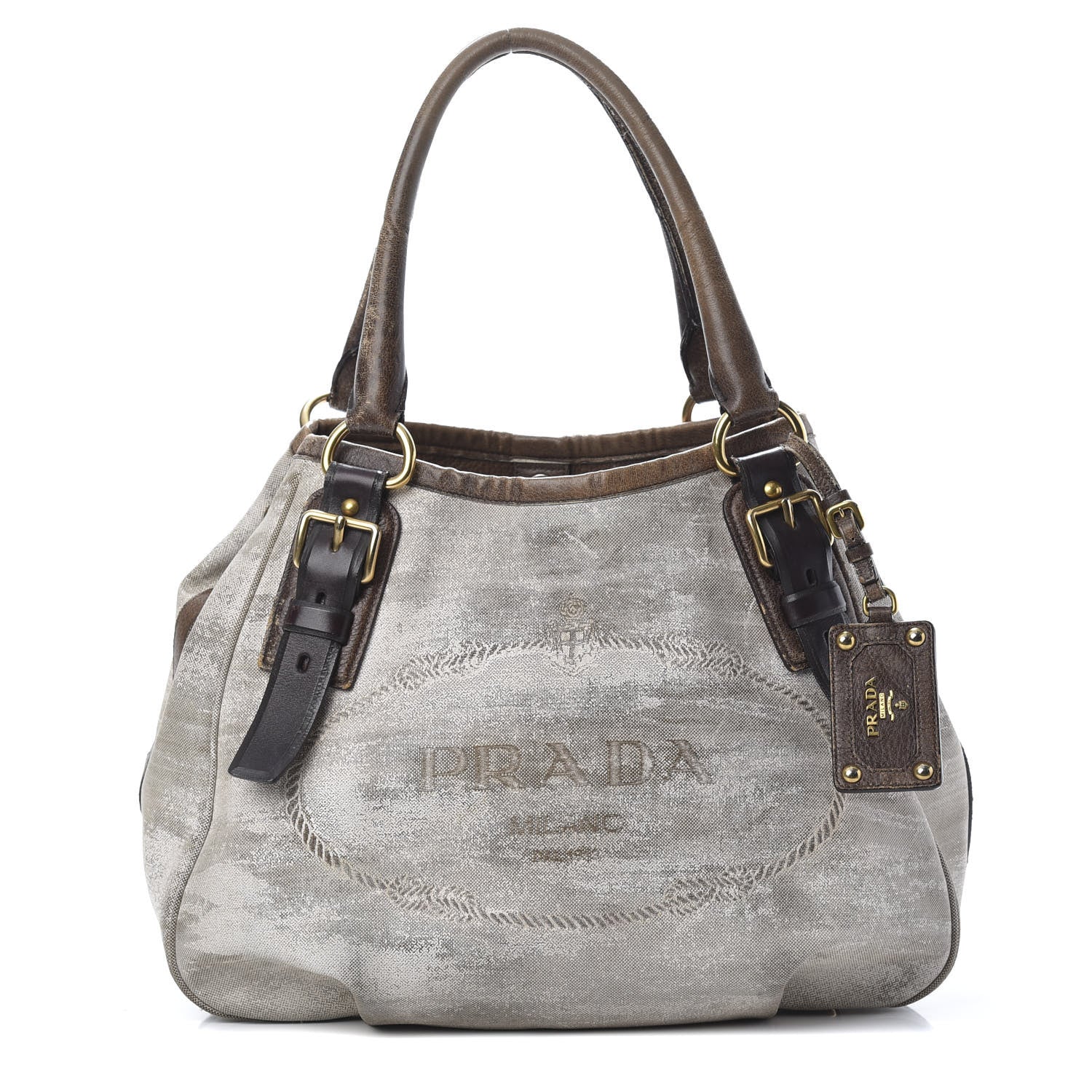Prada Jacquard Logo Tote Bruciato Cera 1 of 21