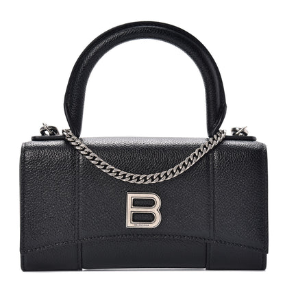 Balenciaga Grained Calfskin Hourglass Top Handle Crossbody Phone Holder Black 1 of 9