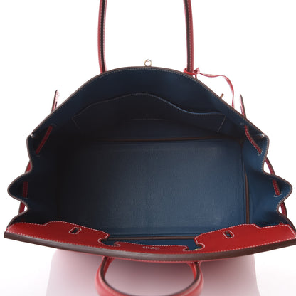 Hermes Epsom Candy Birkin 35 Rouge Casaque Bleu Thalassa 7 of 39