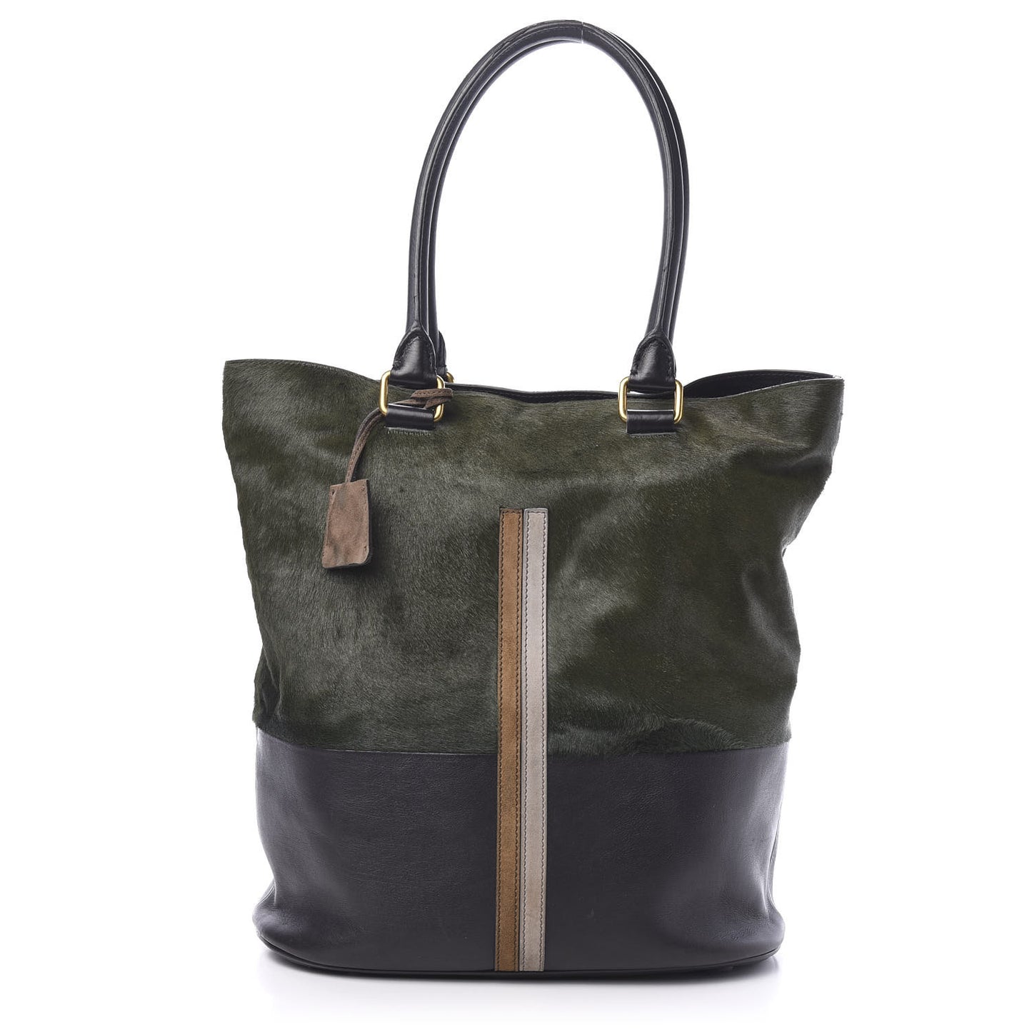 Pony Hair Racer Stripe Tote Green