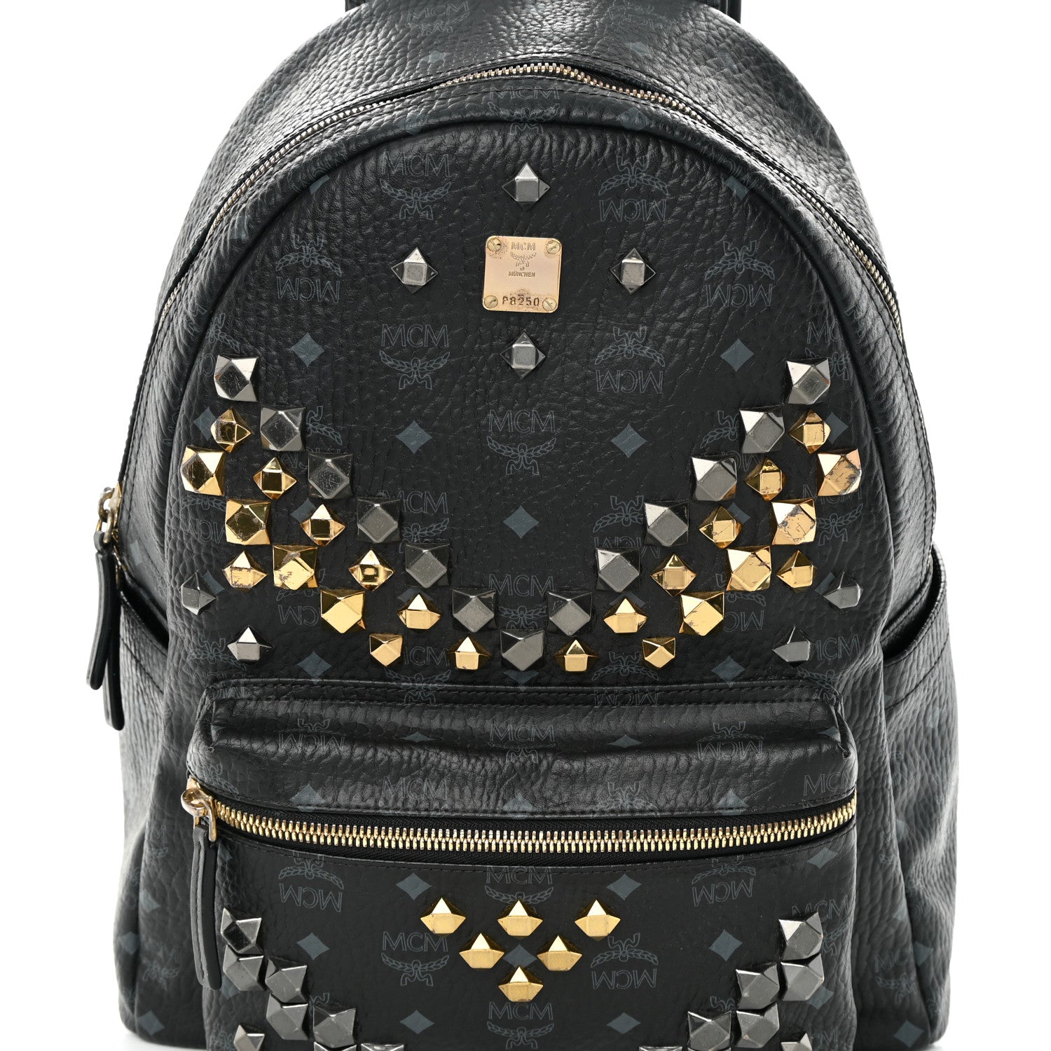 MCM Visetos Studded Medium Stark M Backpack Black 8 of 18