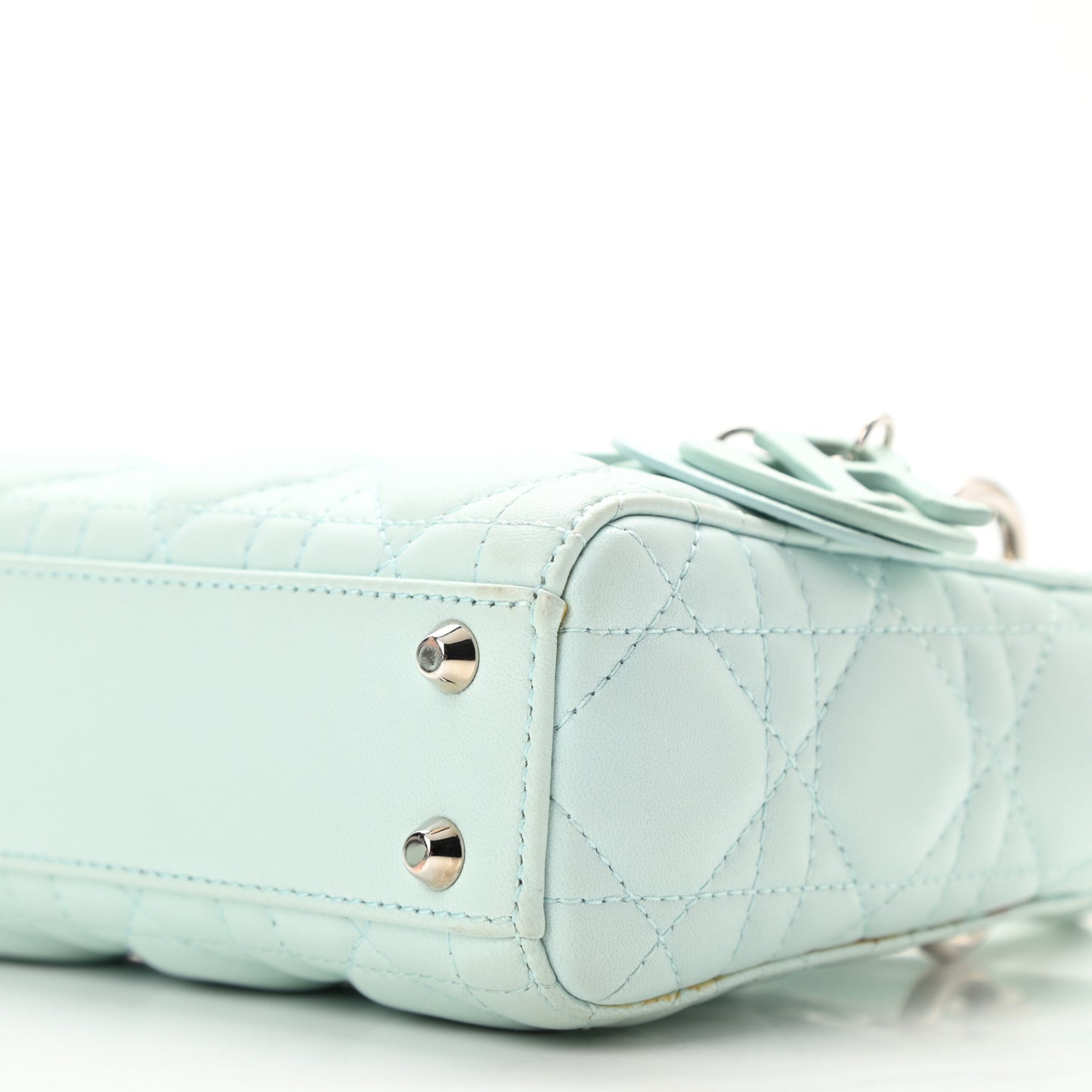 Lambskin Cannage Micro Lady Dior Turquoise