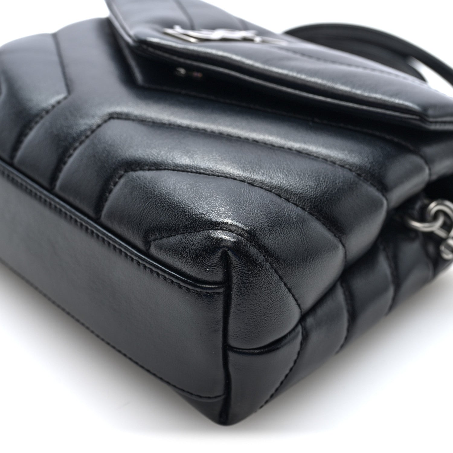 Saint Laurent Calfskin Y Quilted Monogram Toy Loulou Crossbody Bag Black 9 of 10