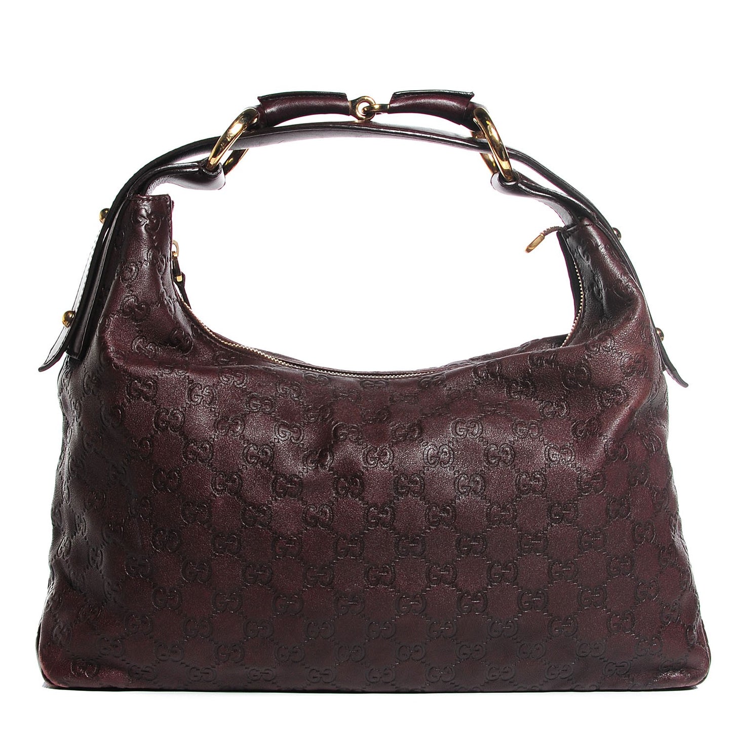 Guccissima Medium Horsebit Chain Hobo Brown