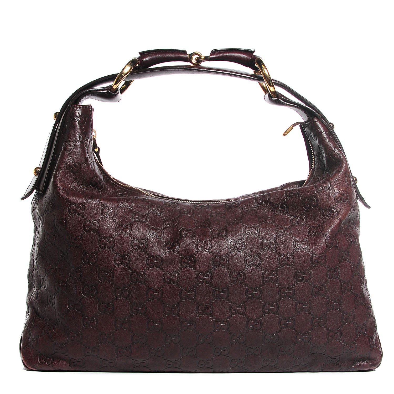 Gucci Guccissima Medium Horsebit Chain Hobo Brown 1 of 9