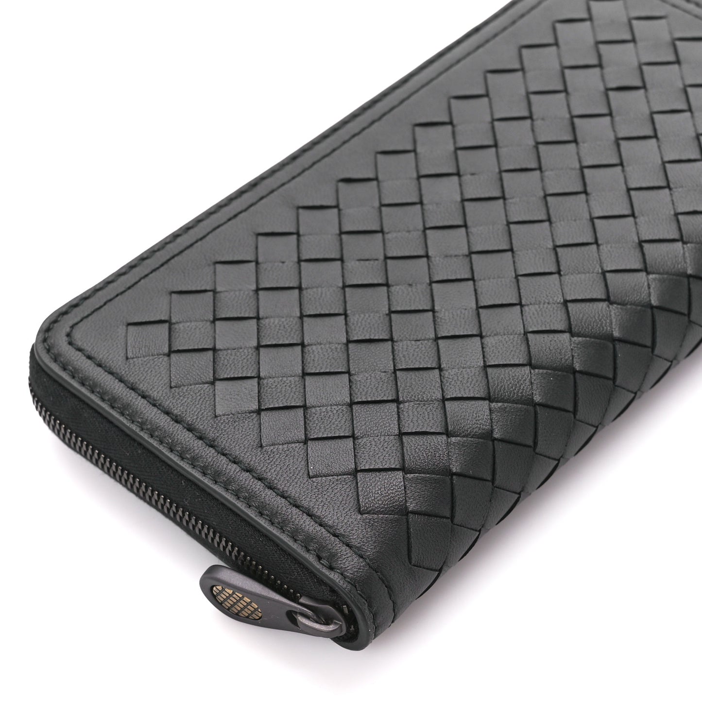 Nappa Intrecciato Zip Around Wallet Black