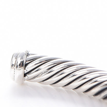 David Yurman Sterling Silver Diamond Blue Topaz 4mm Cable Cuff 5 of 5