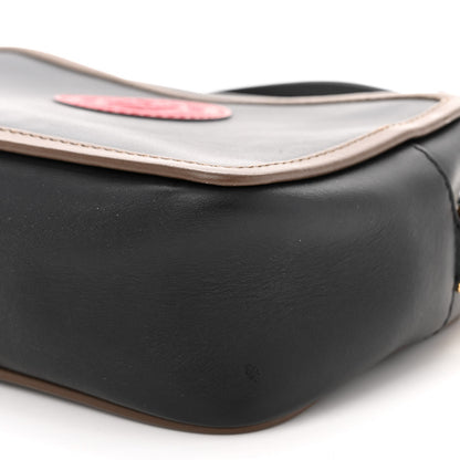 Fendi Vitello Century Matte Stamp Patch Bi-Color Mini Camera Case Black Maya Fragola 9 of 9