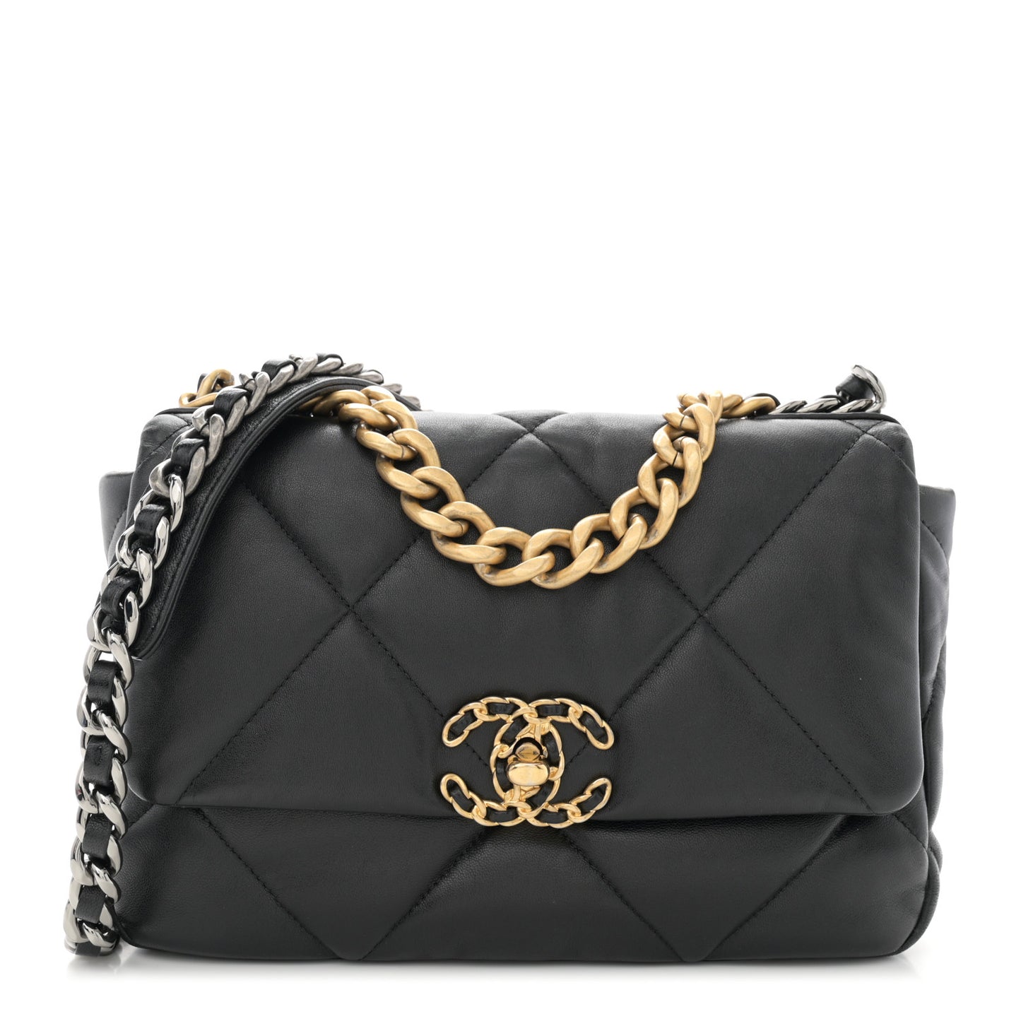 Lambskin Quilted Medium Chanel 19 Flap Black