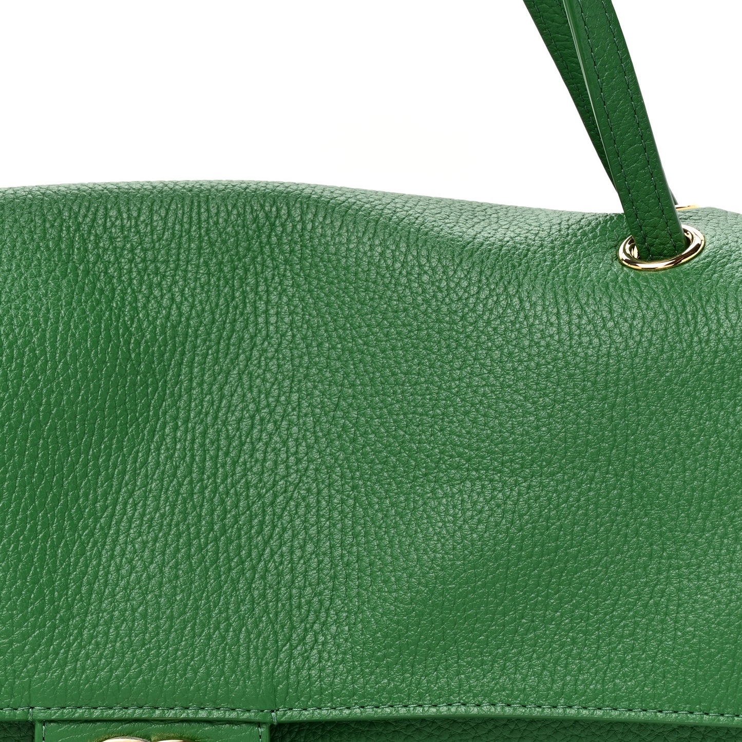 Grained Calfskin Small Souplissimo Maxi Flap Green