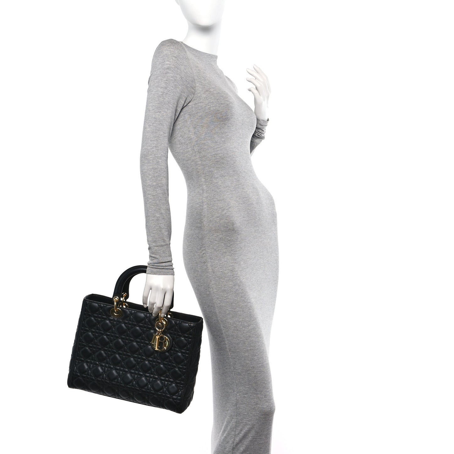 Lambskin Cannage Large Lady Dior Black