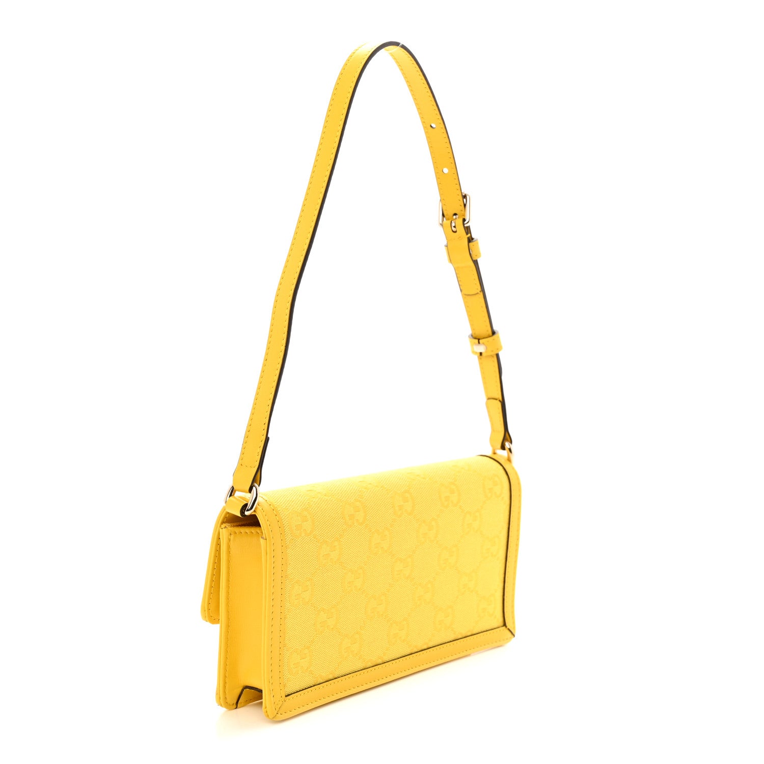Gucci GG Monogram Scratch Lux Calfskin Mini Luce Shoulder Bag Yellow 3 of 9