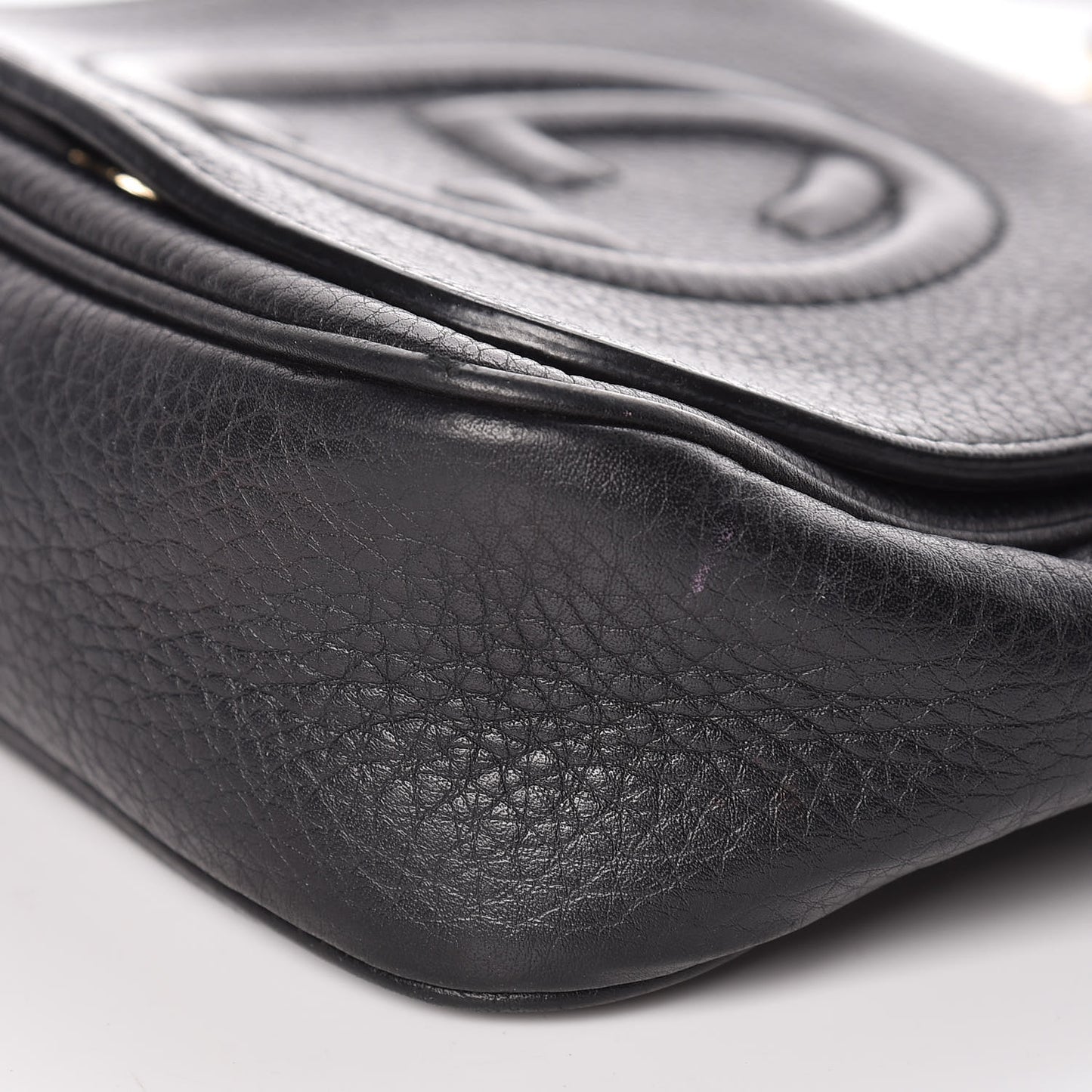 Pebbled Calfskin Small Soho Flap Crossbody Black