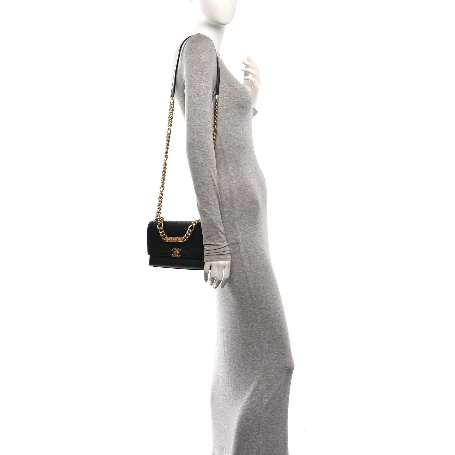 Chanel Caviar Quilted Mini Bracelet On Chain Flap Black 2 of 10