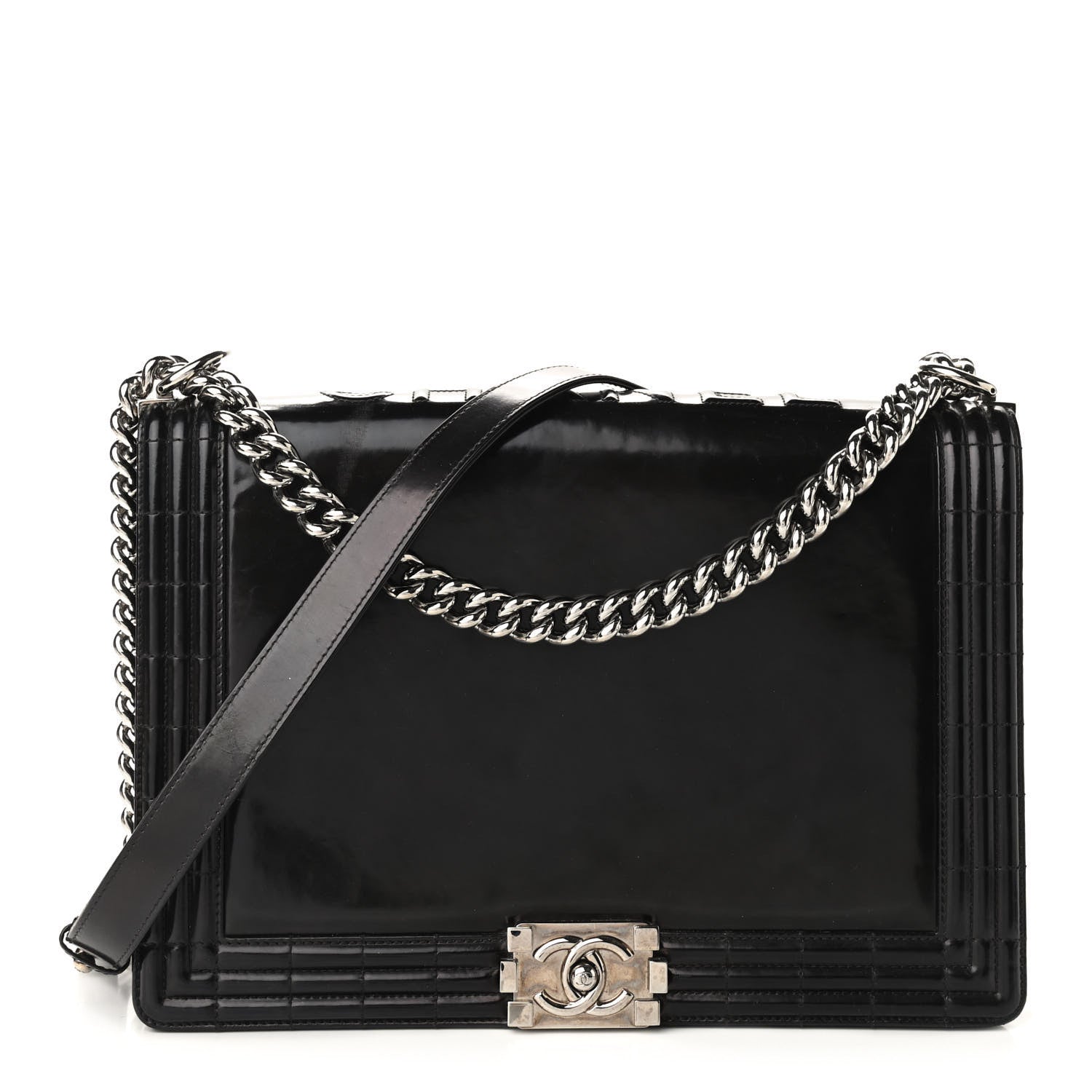 Chanel Glazed Calfskin Large Boy Flap Black 1 of 13