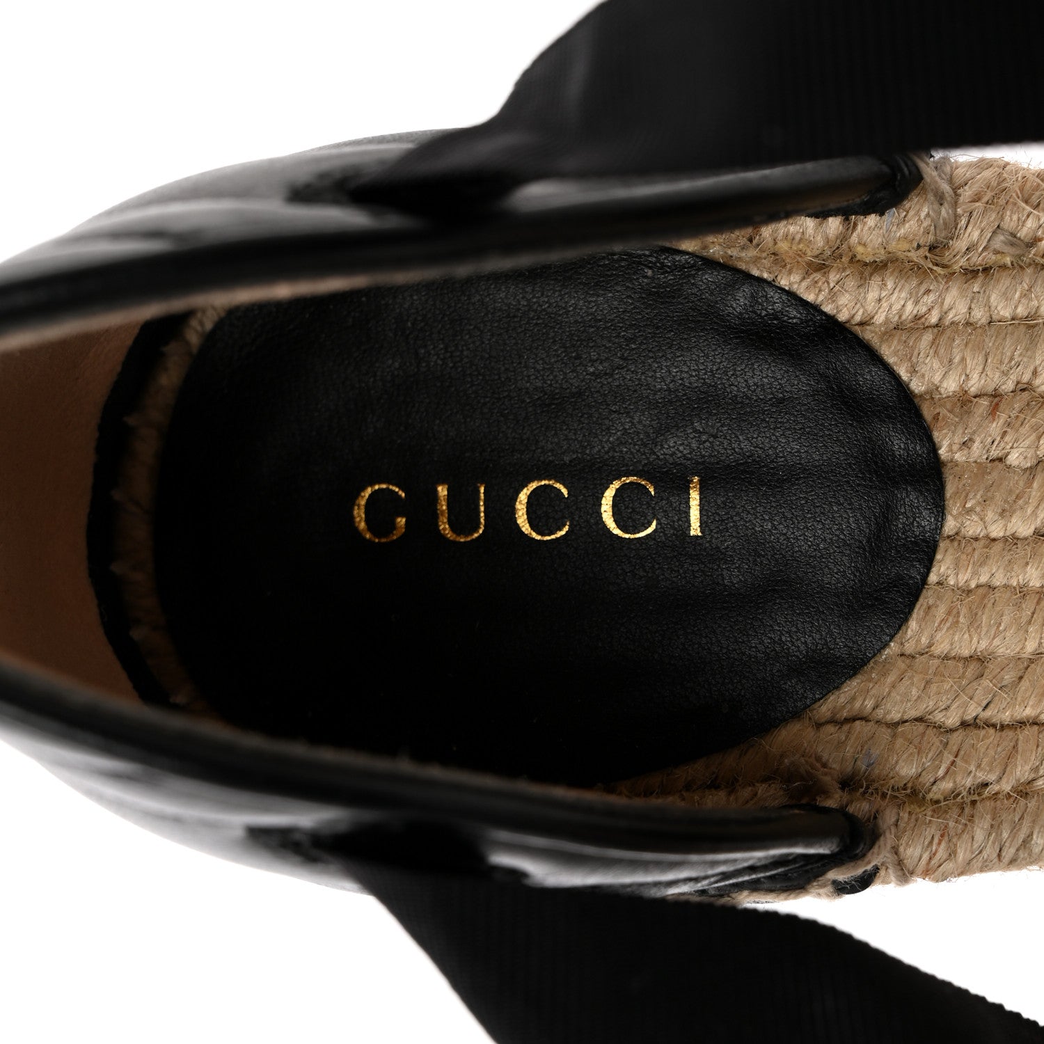 Gucci Nappa Matelasse GG Marmont Ankle Wrap Platform 35/120mm Espadrille Wedges 38.5 Black 7 of 11
