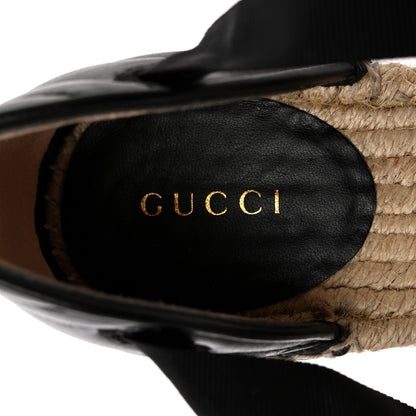 Gucci Nappa Matelasse GG Marmont Ankle Wrap Platform 35/120mm Espadrille Wedges 38.5 Black 7 of 11