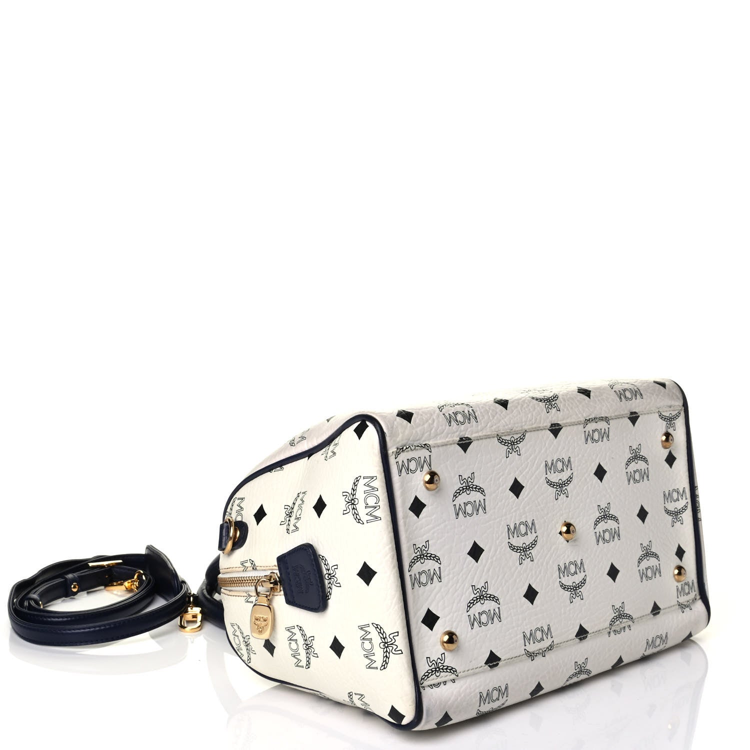 MCM Visetos Boston Satchel White 3 of 7