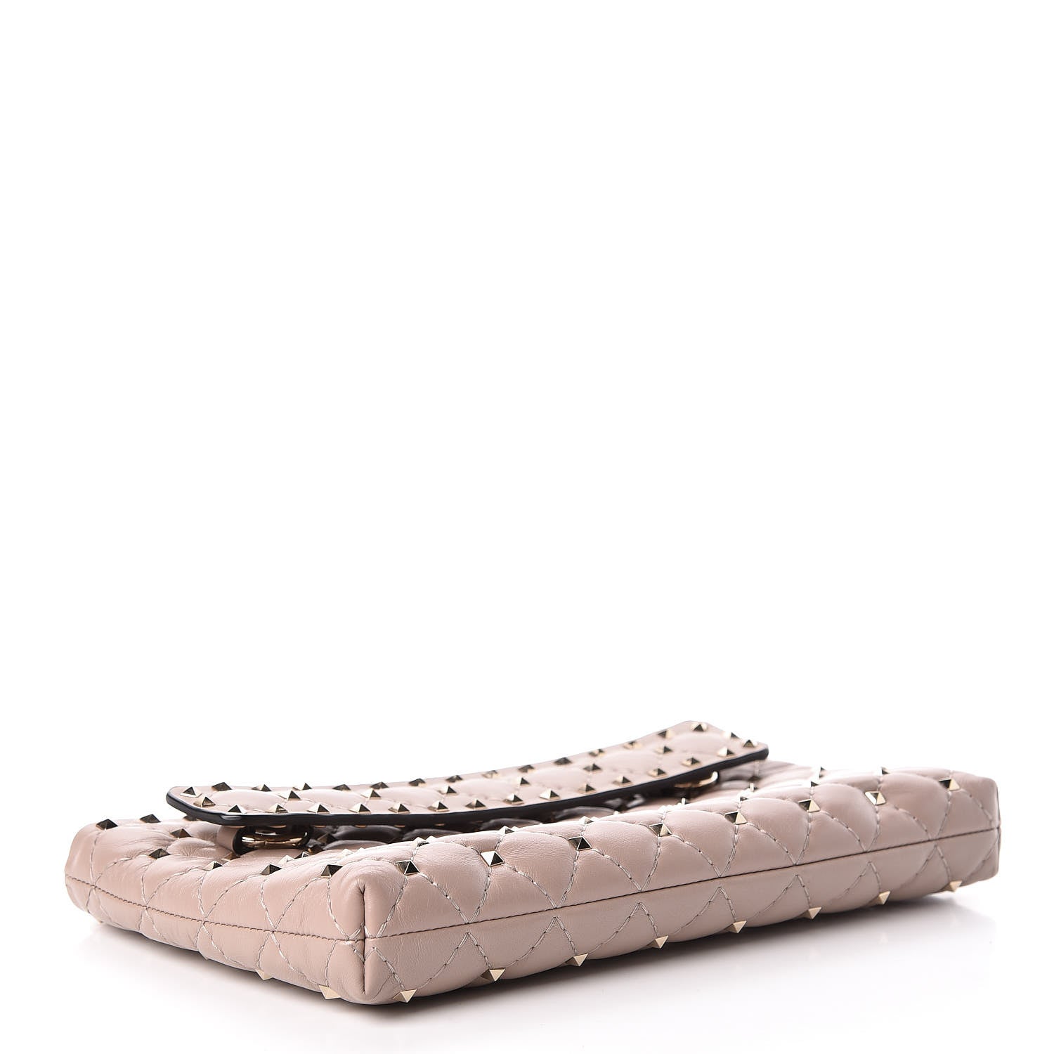 Valentino Garavani Nappa Rockstud Spike Side Slip Zip Clutch Poudre 4 of 9