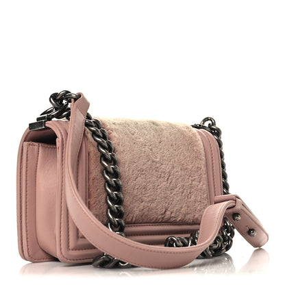 Chanel Fur Calfskin Small Boy Flap Pink 3 of 10