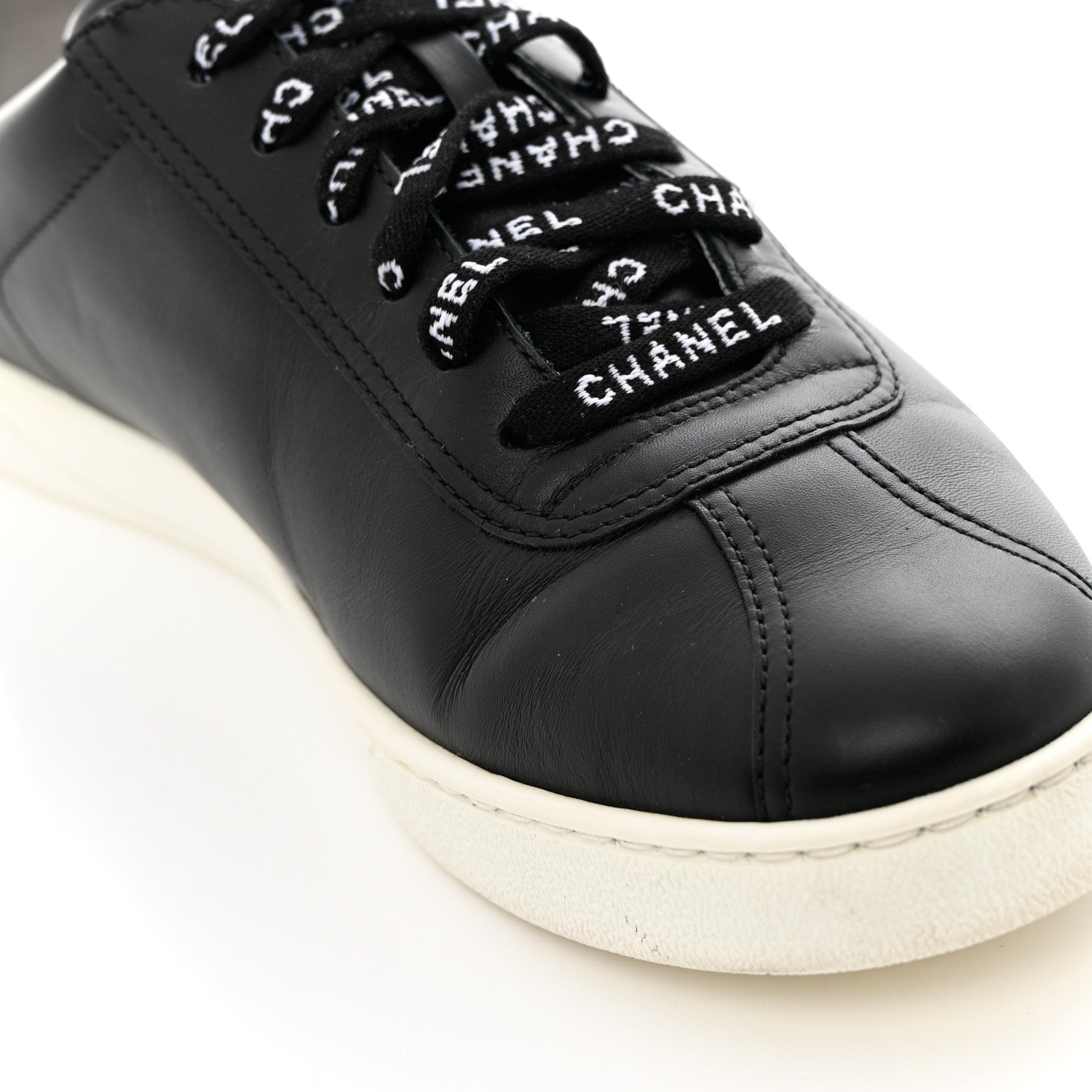 Chanel Calfskin CC Womens Sneakers 38 Black 12 of 14