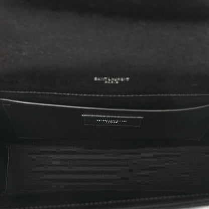 Saint Laurent Grain De Poudre Textured Mixed Matelasse Triquilt Medium Monogram Satchel Black 6 of 10