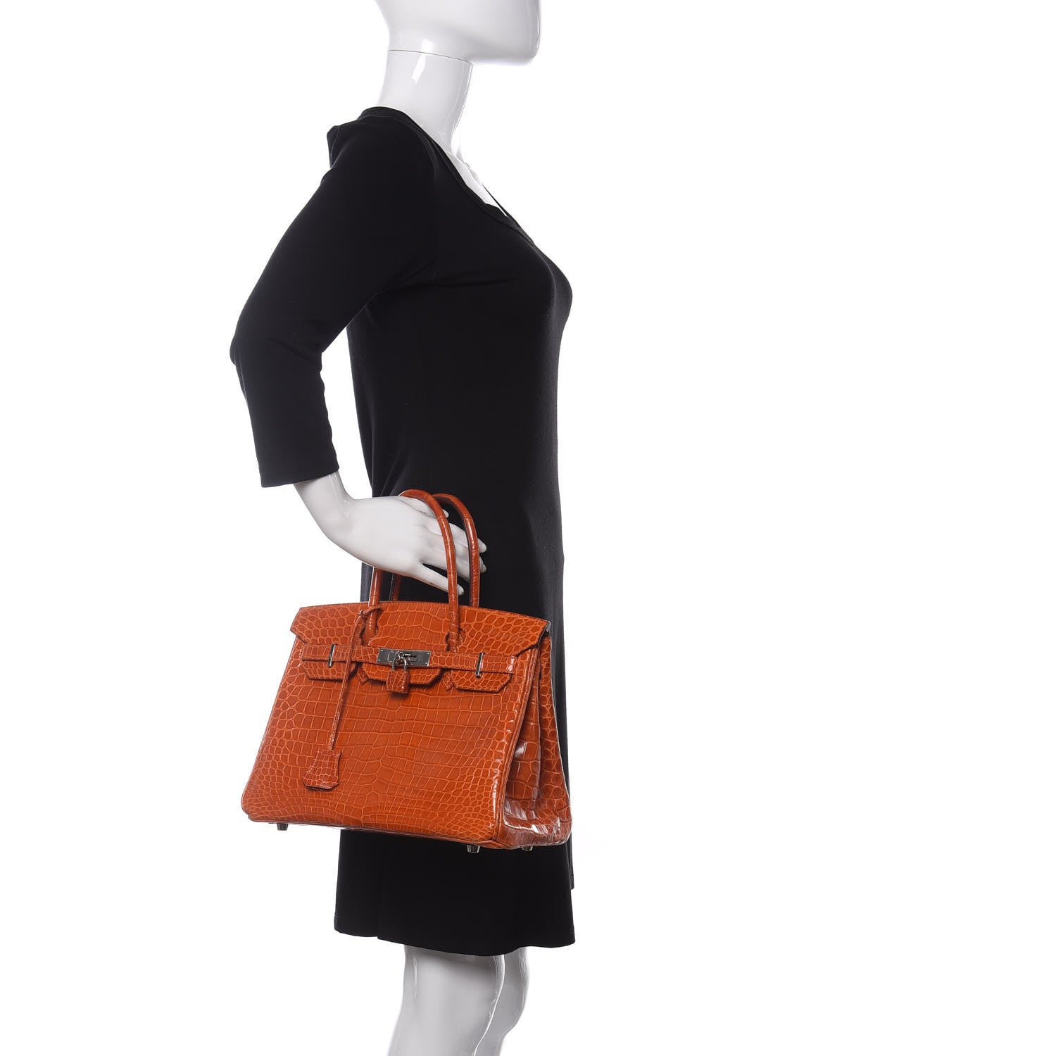Hermes Shiny Porosus Crocodile Birkin 30 Orange 2 of 29