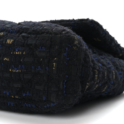 Chanel Tweed Quilted Large Chanel 19 Flap Black Navy Gold 9 of 9