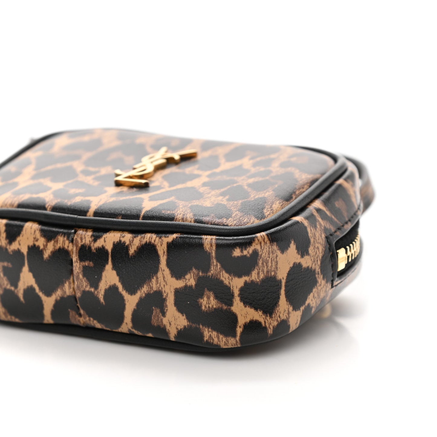 Calfskin Heart Leopard Print Monogram Baby Lou Camera Bag Toffee
