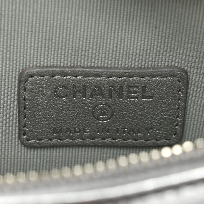 Chanel Metallic Lambskin Quilted CC In Love Heart Clutch With Chain Silver 6 of 10