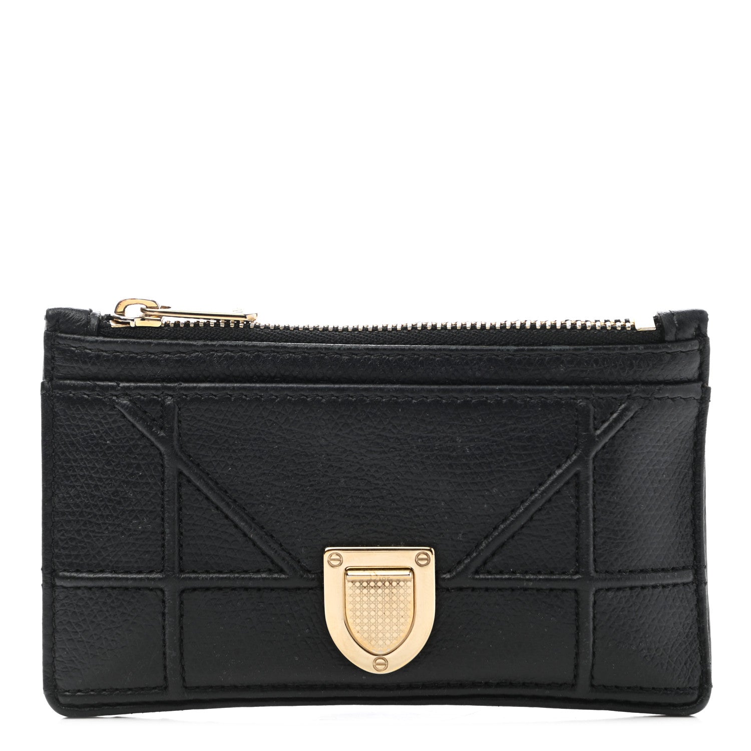 Christian Dior Grained Calfskin Cannage Diorama Wallet Black 1 of 7