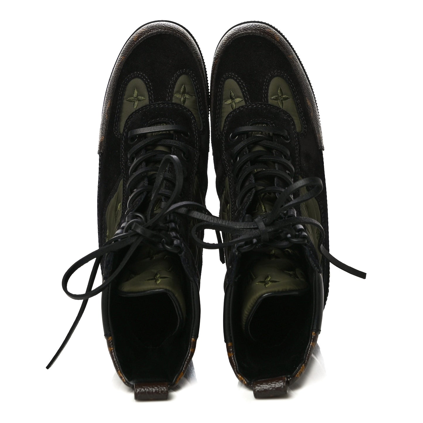 Suede Calfskin Monogram Laureate Platform Desert Boots 37 Black