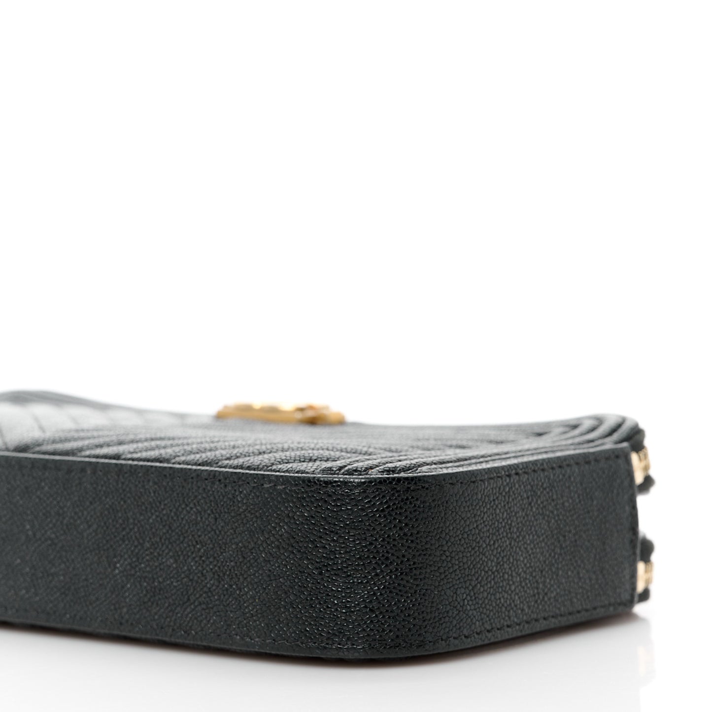 Caviar Chevron Small Boy Clutch With Chain Black