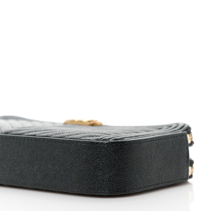 Chanel Caviar Chevron Small Boy Clutch With Chain Black 13 of 14