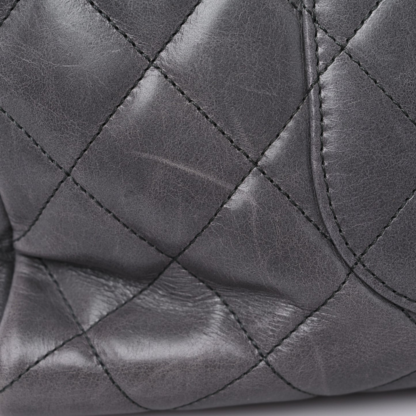 Glazed Calfskin Quilted Large CC Delivery Tote Grey