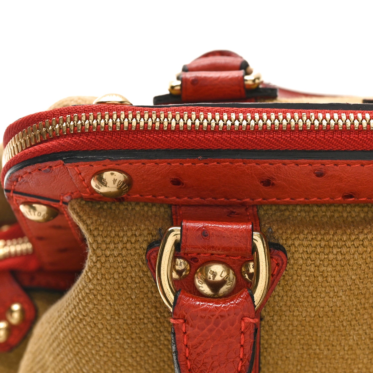 Louis Vuitton Toile Ostrich Trianon Sac de Nuit GM Olive Rouille 8 of 12