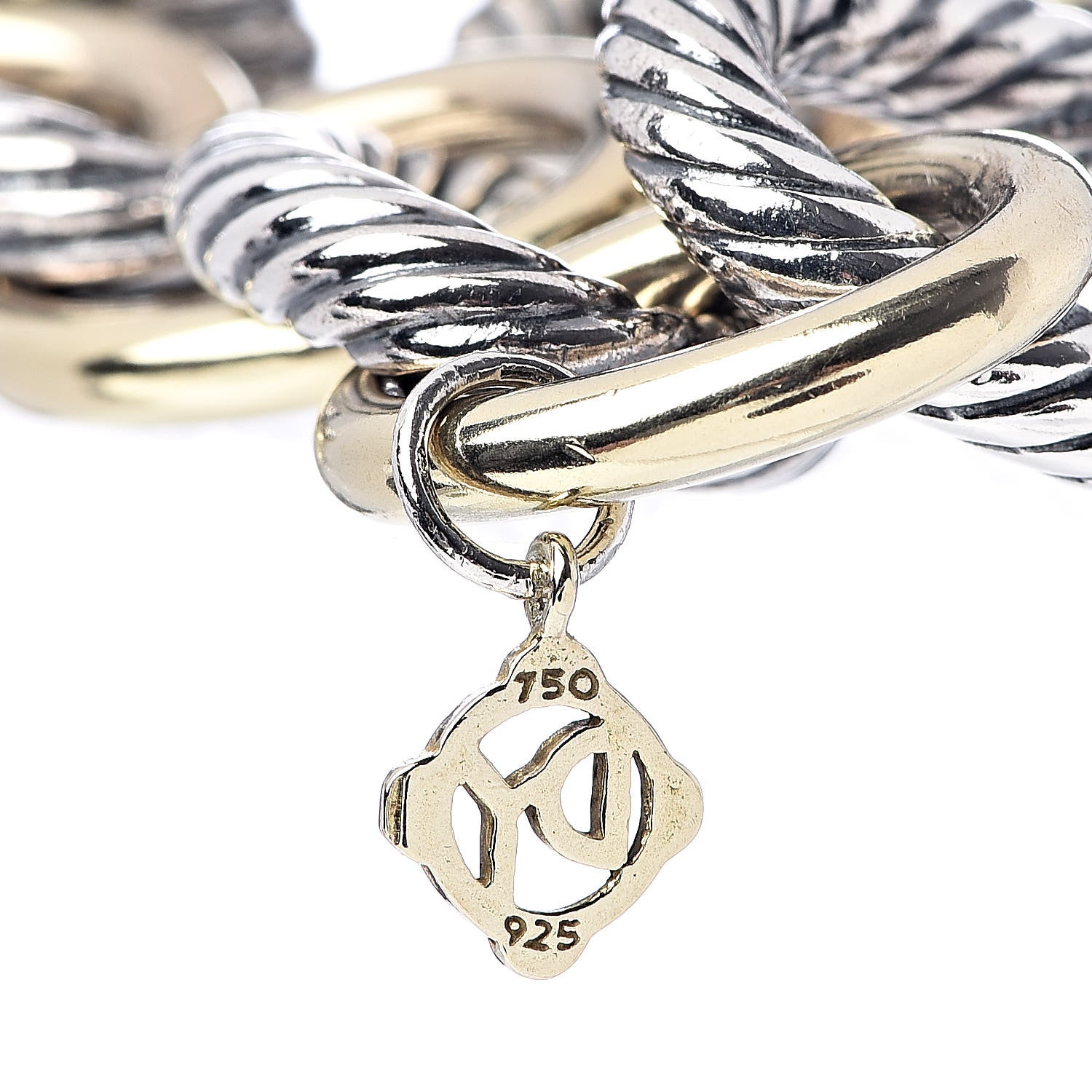 David Yurman Sterling Silver 18K Yellow Gold 17mm Extra Large Oval Link Bracelet 4 of 4