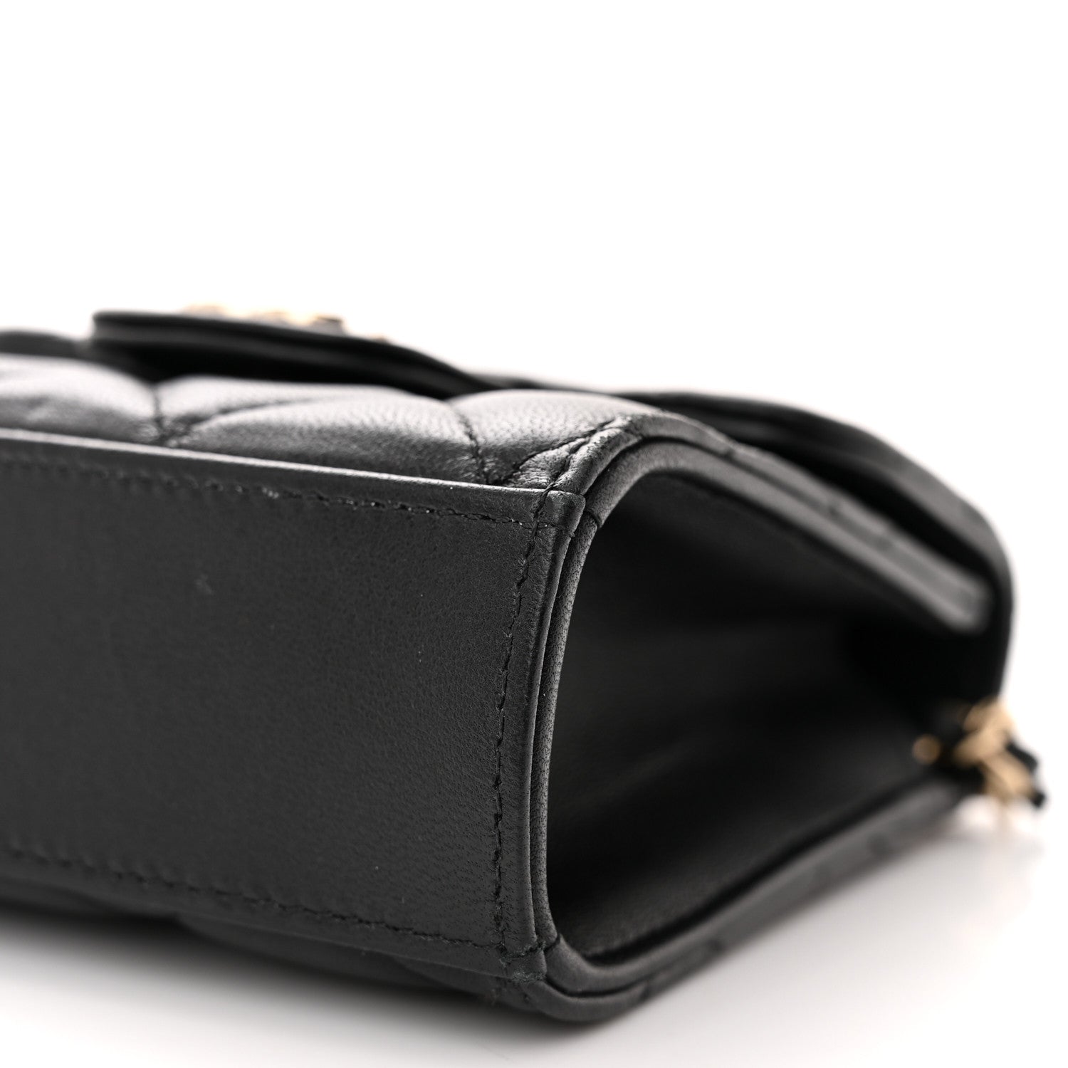 Chanel Lambskin Quilted Top Handle Flap Clutch With Chain Black 10 of 13
