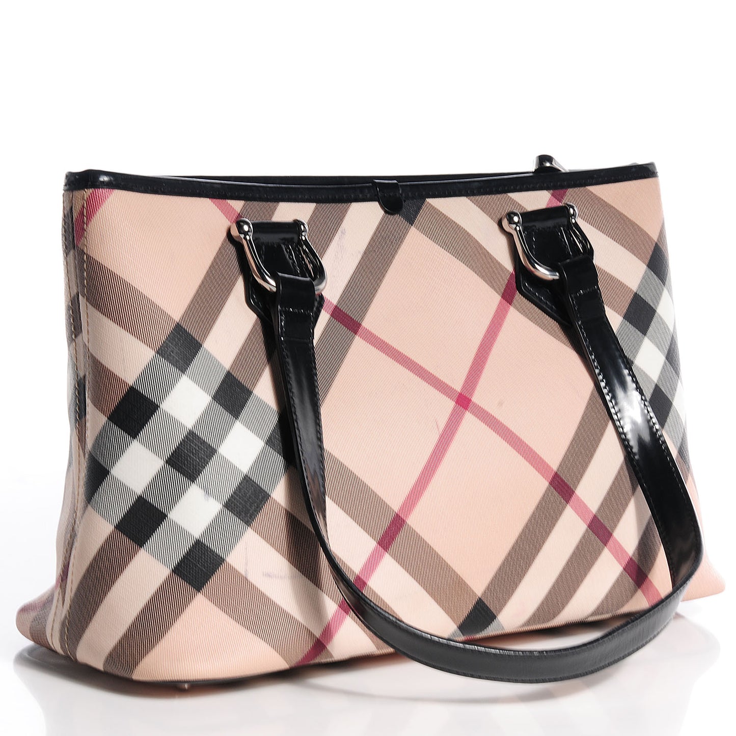 Patent Leather Supernova Check Stanton Tote Black