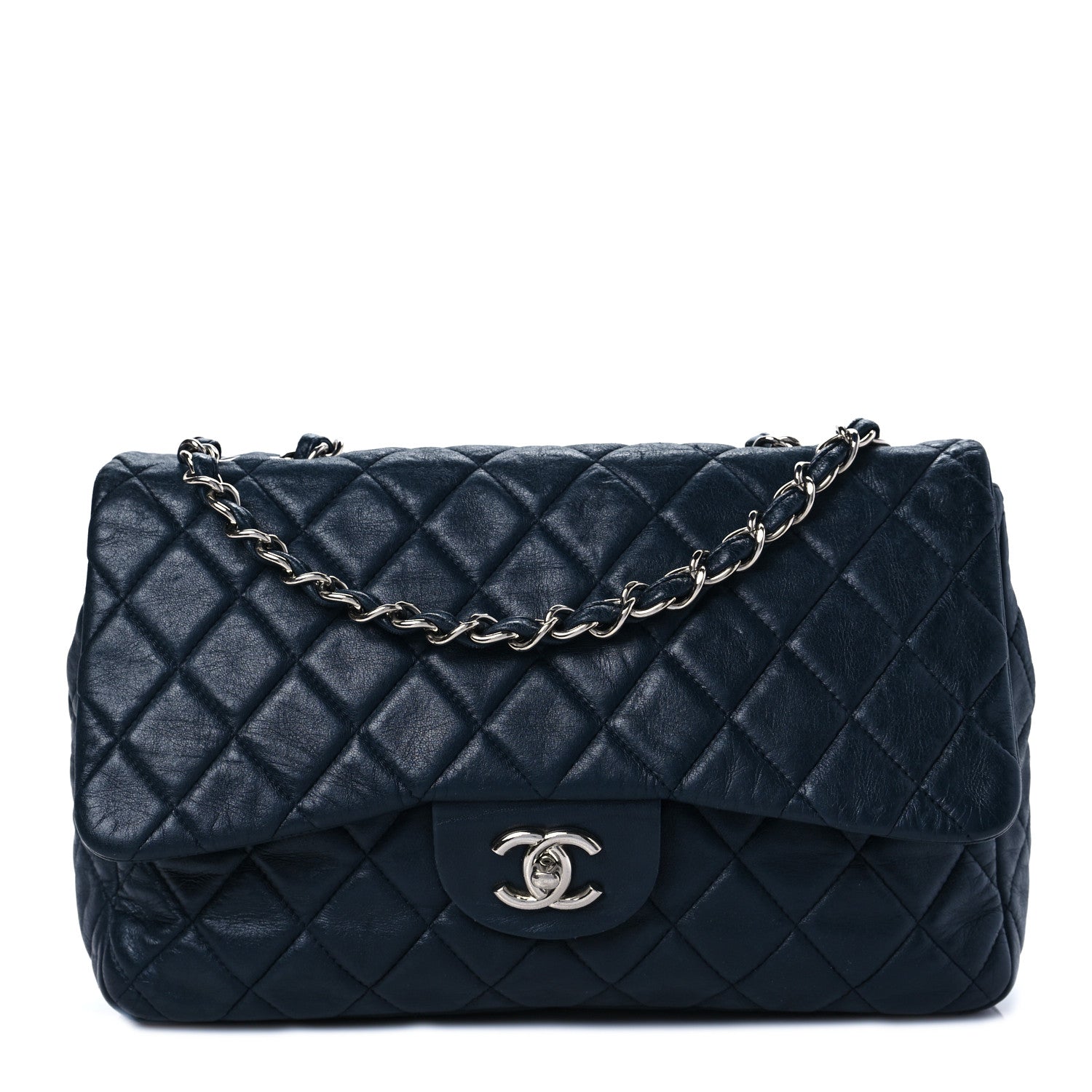 Chanel Lambskin Quilted Jumbo Single Flap Navy 1 of 7