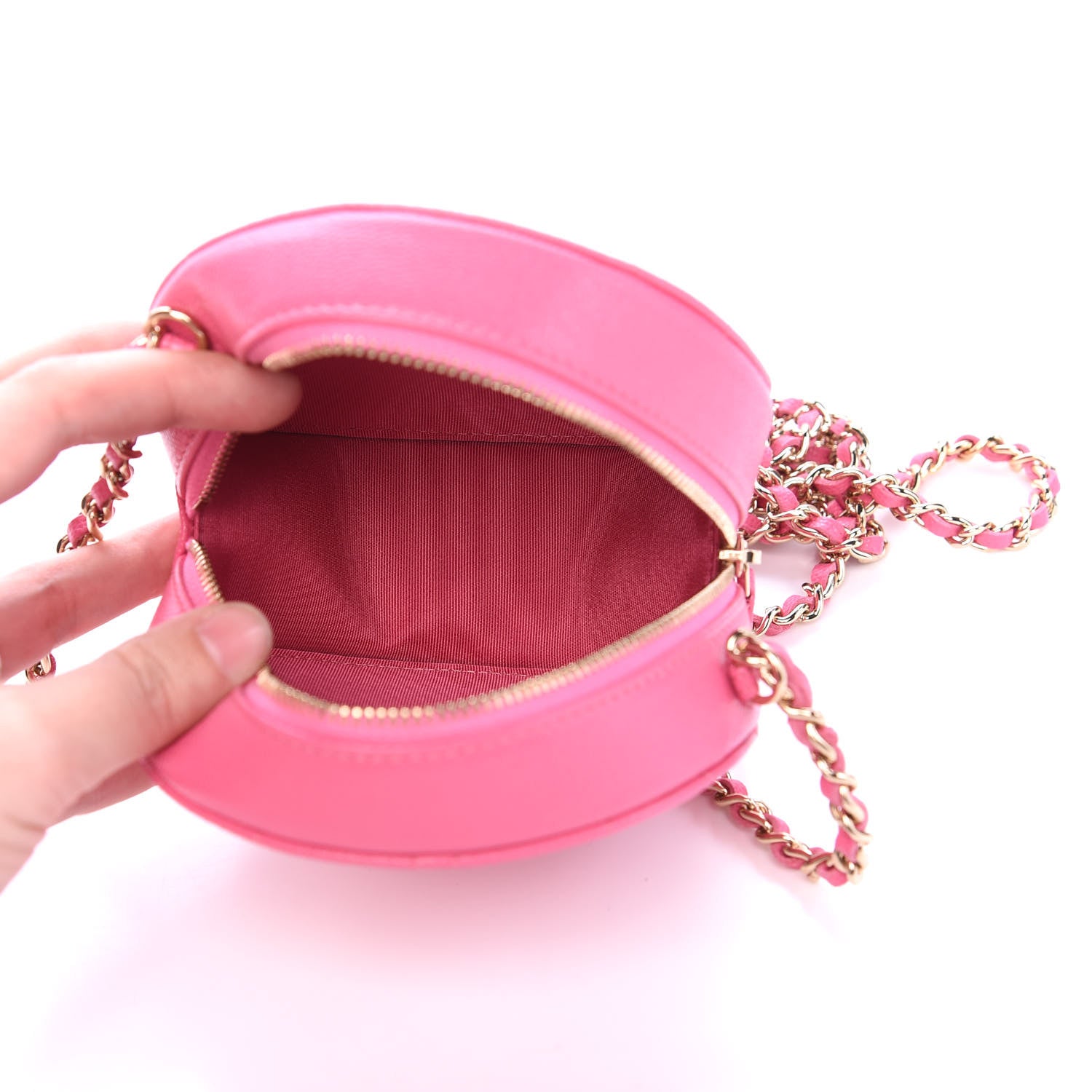Chanel Caviar Quilted Round Clutch With Chain Pink 4 of 10