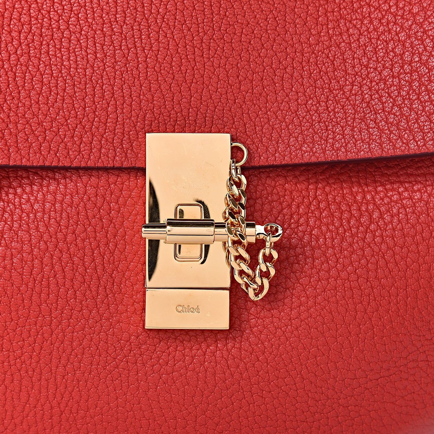 Chloe Grained Lambskin Drew Shoulder Bag Plaid Red 10 of 10